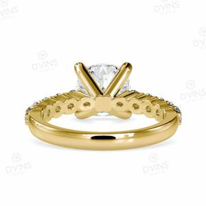 แหวนแต่งงานสี่แฉกประดับเพชรสีเหลืองทองประดับเพชรแบบคลาสสิกคลาสสิก - Product Image 4