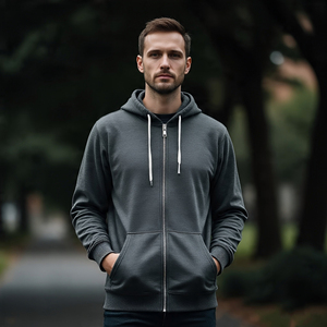 Sweat à capuche tendance déchiré polyester polaire détresse noir surdimensionné hommes sweats à capuche/grande taille boxy fit pulls - Product Image 5