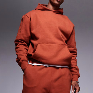 Sweats à capuche pour hommes 100% coton lourd personnalisé DTF imprimé logo couleur unie coupe ample streetwear basique confortable sweats à capuche pour hommes - Product Image 4