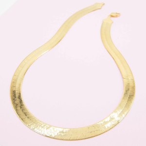 Collier à chevrons plaqué or jaune 10 carats Vintage pour femmes 14mm Chanky poli pour bijoux de mode de mariage en alliage - Product Image 2