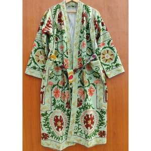 Chaqueta hecha a mano de algodón indio, chaquetas con estampado de animales de tela suave, regalo de verano, abrigo de estilo bohemio, chaqueta de invierno con cinturón - Product Image 3