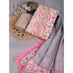 Taffy Pink Gota Work Dress Matériel Pur Coton Non Cousu (SHKS1154) Taille Libre - Product Image 1