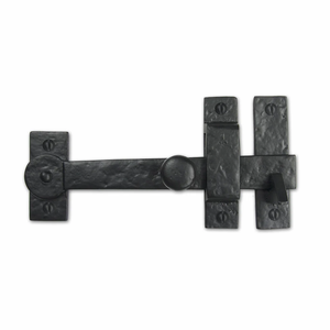 Pestillo de puerta de hierro forjado a mano con acabado de óxido negro, forma plana, para instalación en el hogar, herrajes para puertas y portones. - Product Image 1