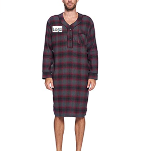 Camisón de franela de manga larga para hombre, ropa de dormir con Logo personalizado, pijama, bata de dormir, forro polar de franela - Product Image 5
