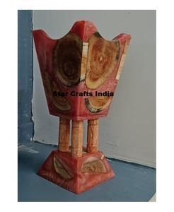Mubkhar de Alta Calidad, Quemador de Incienso de Madera Natural con Resina Epoxi, Incensario Medkhan en Color Rojo para el Hogar en Eid y Ramadán - Product Image 1