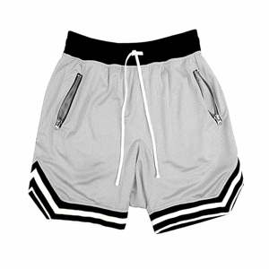 Ropa informal de baloncesto con estampado personalizado para hombre, pantalones cortos informales de malla de algodón de doble capa de verano, 5 pulgadas, patrón sólido hasta la rodilla, cintura media - Product Image 4