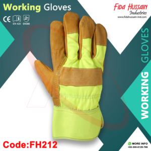 ถุงมือหนังทํางาน Rigger ของแคนาดาที่กําหนดเองจากปากีสถานในผ้าฝ้ายปีกนิ้วหัวแม่มือถุงมือทํางานเพื่อความปลอดภัยจากหนัง - Product Image 3
