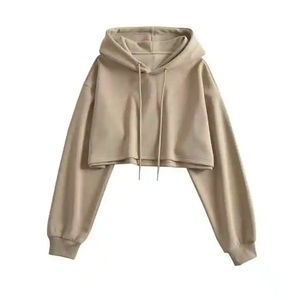 Ensemble sweat-shirt et crop top personnalisés pour femmes avec impression en relief, design de logo personnalisé, impression de haute qualité, crop top pour femmes - Product Image 6