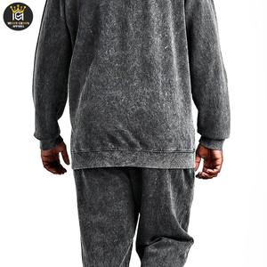 Vente en gros de survêtements à manches longues ODM personnalisés délavés à l'acide pantalons de survêtement à capuche en polaire de style Hip Hop impression de logo personnalisée - Product Image 6