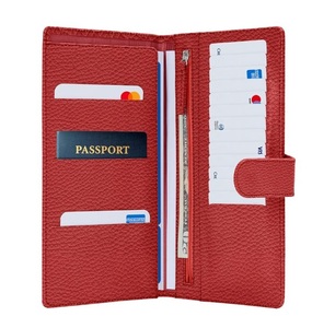 Portefeuille de voyage en cuir PU avec doublure en satin, fermeture éclair longue, décoration de verrouillage pour le rangement du passeport, couleur personnalisée - Product Image 1