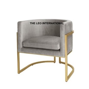 เก้าอี้ออตโตมันสไตล์อเมริกันโมเดิร์นสำหรับห้องนั่งเล่น วัสดุเหล็กและผ้า ให้ความรู้สึกสบายมาก - Product Image 4