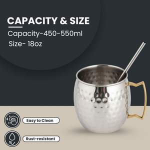 Mugs en acier inoxydable pour bière, vin et café, tasses Moscow Mule avec poignée en laiton, mugs métalliques pour mariage, bar, fête, fourniture d'usine - Product Image 3