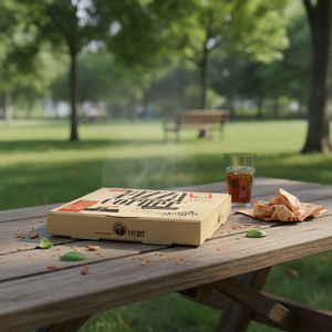 Boîte à pizza en papier kraft écologique personnalisée, qualité alimentaire, compatible micro-ondes, pour les restaurants de restauration rapide et les chaînes de pizzerias - Product Image 2