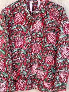 Veste pour femme en coton matelassé à imprimé de blocs réversibles à fleurs élégantes à manches longues 100% coton bouton de vêtements d'hiver pour la saison de printemps - Product Image 3