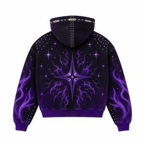 Sweat à capuche zippé en molleton French Terry délavé personnalisé, style boxy tendance, avec motif graphique vieilli, unisexe, pour le streetwear et les tenues décontractées - Product Image 2