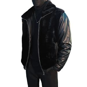 แจ็กเก็ตหนังแกะแท้สำหรับผู้ชายเสื้อแจ็กเก็ตหนังแกะแท้สำหรับฤดูหนาวเสื้อแจ็กเก็ตเทรนด์ออนไลน์ย้อมสีล้วนสำหรับผู้ชาย - Product Image 4