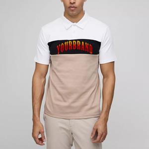 2025 nouveau t-shirt polo pour hommes 100% coton piqué tissu coupe ample personnalisé imprimé logo couleur bloc T-shirt pour hommes - Product Image 4