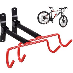 Support mural pliable pour vélos (lot de 2) – Crochet de rangement métallique pour vélos, idéal pour garage intérieur - Product Image 1