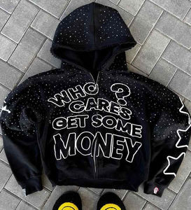 Parche desgastado de lavado ácido de Terry de gran tamaño Vintage personalizado para hombres para cortar y coser Zip Hoodie de gran tamaño - Product Image 1