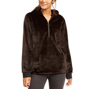 Giacca Bomber in Pelle di Pecora Nera con Zip per Donna Ideology, Invernale con Cappuccio, Traspirante, Reversibile, Trapuntata, Disponibile dalla Taglia XL alla 5XL - Product Image 1