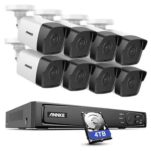 ANNKE H.265+ 16CH 8MP PoE NVR Security Camera System 8pcs 5MP IP POE Camera with Audio CCTV System with 4TB Hard Drive