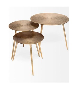 Juego de mesa auxiliar de metal compacta moderna 3 formas personalizadas tamaño decorativo ecológico para muebles para el hogar restaurante sala de estar - Product Image 4