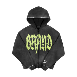 Sweat à capuche femme strass avec fermeture éclair et personnalisation complète Fabriqué au Pakistan Sweat à capuche femme strass surdimensionné de la plus haute qualité - Product Image 1