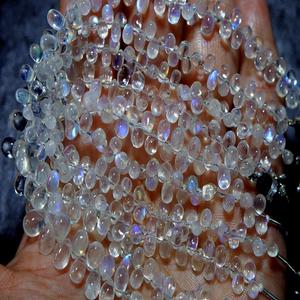 Pierre de lune arc-en-ciel Lisse Larme Forme de poire Feu bleu Pierre de lune arc-en-ciel Pierres précieuses Perles Fabrication de bijoux - Product Image 1