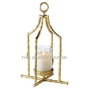 Chaud attrayant en aluminium métal dernière feuille forme conception plaqué or verre bougeoir accessoires d'éclairage à la maison - Product Image 3