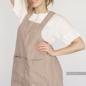 Bata de cocina de estilo japonés 100% delantal de lino con opciones de personalización Kit de delantal de cocina - Product Image 3