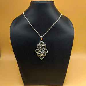 Faceted Green <b>Amethyst</b> Chunky Pendnat Made In 925 Sterling Silver Bohemian Heavy Necklace Gift Item For Her Simple - Product Image 4