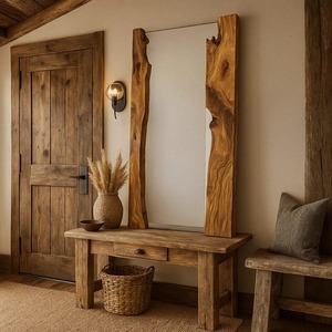 Indian Exporter Modern <b>Wooden</b> Wall Mirror for Bathroom Use Bedroom Styling and Home Aesthetics Available at Discount Price - Product Image 2