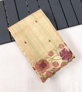 Precioso Sari de seda con trabajo de bordado y motivos con borde cutwork, Sari de desgaste de boda, Sari de desgaste de fiesta de diseñador de Bollywood - Product Image 5