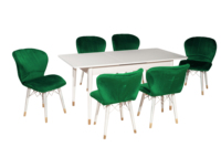 Ensemble de table à manger extensible, style européen moderne de luxe, best-seller, 6 chaises, économique, extensible pour hôtel, table en marbre économique