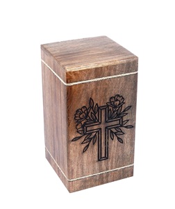 Rosewood Cremation Urns for Human Ashes Adult <b>Large</b> - Wooden Burial Urn for Columbarium - Funeral Urn <b>Box</b> (250 Cubic Inches) - Product Image 1