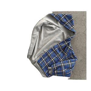 Sudadera con capucha coreana a cuadros amarillos con cremallera de doble cara, estilo retro americano, informal, holgada, 100% algodón, para hombre y mujer - Product Image 4