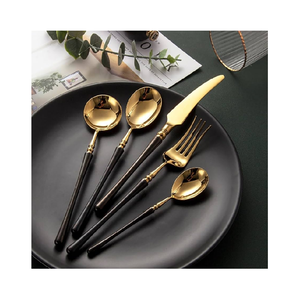 ช้อนชาทองเหลืองโบราณชุดช้อนส้อมชุดเครื่องใช้บนโต๊ะอาหารของโรงแรมของตกแต่งบ้านเครื่องครัวการจัดเลี้ยงช้อนตักของแข็งทำจากเหล็กกระจก - Product Image 6