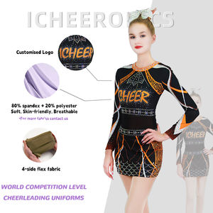 Uniformes de pom-pom girl orange personnalisés uniformes de pom-pom girl sexy pour femmes uniformes de pom-pom girl marron vendus en gros - Product Image 3