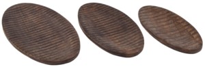 IHA IHAT260 Ribbed Oval Shape Wood Handicraft American Style Party Serving Tray for Bowls - Product Image 2