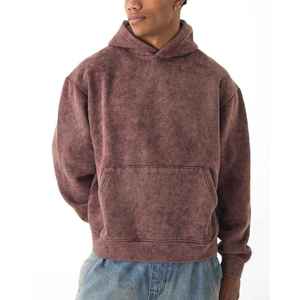 Sweat à capuche oversize personnalisé avec fermeture éclair, imprimé délavé à l'acide, coupe courte et ample pour hommes - Product Image 6