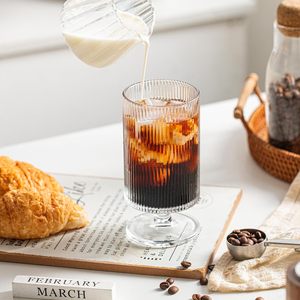 Verres à vin en forme de ballon vintage soufflés à la main, nouveau design, gobelets à côtes, 12 oz, verres à pied à rayures verticales pour cocktails et vin - Product Image 5