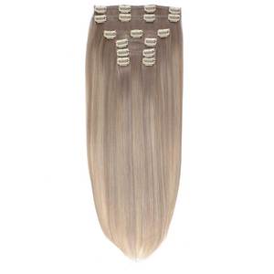 Extensiones de Cabello con Clip de 26 Pulgadas, Cabello Humano Remy, Balayage, Rubio Perla Beige Frío, Ondulado Natural - Product Image 1
