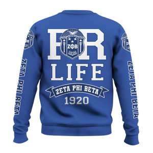 Sudadera con Cuello Redondo Azul Griego de la Hermandad Zeta Phi Beta para Mujer, Bordado de la Hermandad de 1920, Felpa - Product Image 2