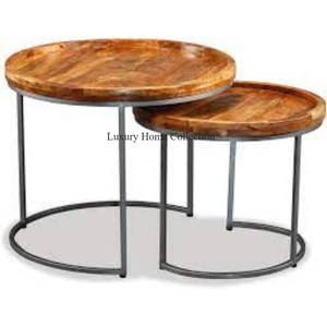 Vente en gros de table gigogne de couleur dorée design unique de forme ronde avec miroir et dessus en verre dernière arrivée de fournitures de meubles design fantaisie - Product Image 4