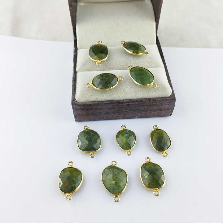 प्राकृतिक Vessonite रत्न आकार 12-16mm मुक्त आकार 925 स्टर्लिंग चांदी सोना Vermeil Bezel सेट कनेक्टर हीलिंग Bezel आकर्षण