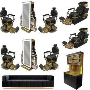 Conjunto Completo de Muebles de Madera para Salón de Barbería Moderno, para Uso en Centros Comerciales y Exteriores - Product Image 1