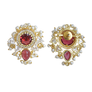 ต่างหูที่ผ่านการขัดเกลาด้วยหินอัญมณีขัดเงาชุบเคลือบสีทองและเครื่องประดับคุณภาพที่ทำด้วยมืออย่างประณีต - Product Image 5