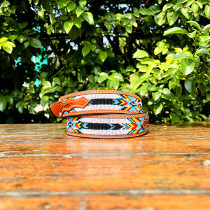 Ceinture Western Classique en Cuir Véritable Perlé Paisley Faite à la Main avec Boucle Ardillon en Alliage de Zinc 40MM pour Tenue Décontractée - Product Image 5