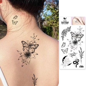 Vendita all'ingrosso di adesivi per tatuaggi temporanei personalizzati <span class=keywords><strong>con</strong></span> <span class=keywords><strong>fiori</strong></span> a farfalla stile personalizzato per uomini e donne vendita diretta in fabbrica - Product Image 5