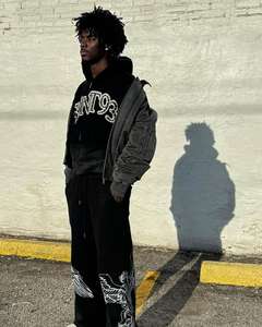 Nueva Sudadera con Capucha Personalizada con Estampado en Serigrafía, Felpa Francesa, Algodón Cepillado, Gráfico, Bordado Extremo, Cierre de Cremallera para Hombre, con Pedrería - Product Image 2